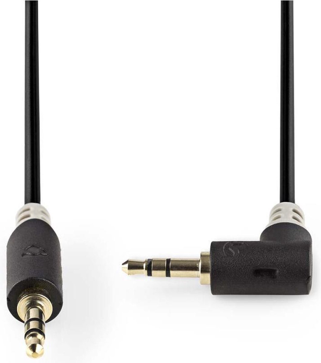 Nedis CABP22600AT10 Stereo Audiokabel 3,5 Mm Male - 3,5 Mm Male Haaks 1,0 M Antraciet