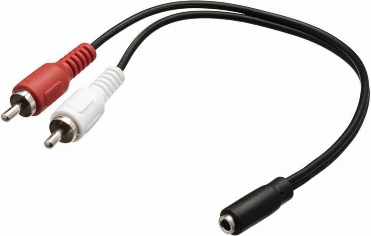 Nedis CAGB22255BK02 Stereo-audiokabel 2x Rca Male - 3,5 Mm Female 0,2 M Zwart