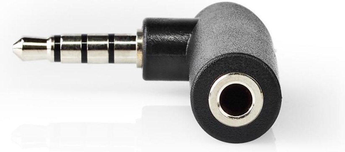 Nedis CAGB22980BK Stereo-audioadapter 3,5 Mm Male - 3,5 Mm Female 90° Gehoekt 4-polig Zwart