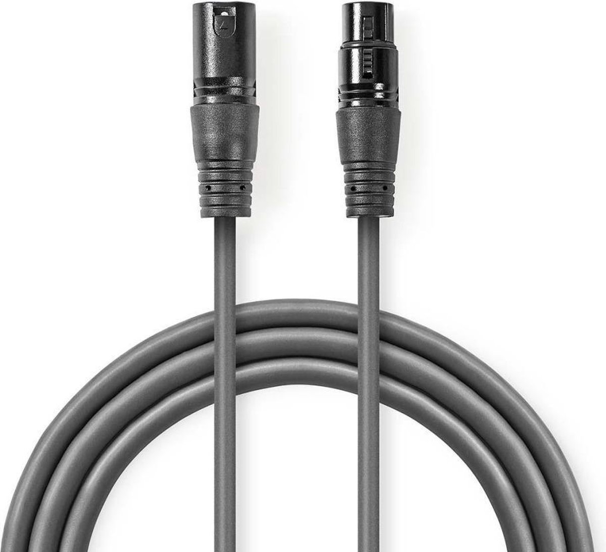 Nedis COTH15012GY10 Digitale Dmx-kabel 110 Ohm Xlr 3-pins Male - Xlr 3-pins Female 1,0 M Grijs