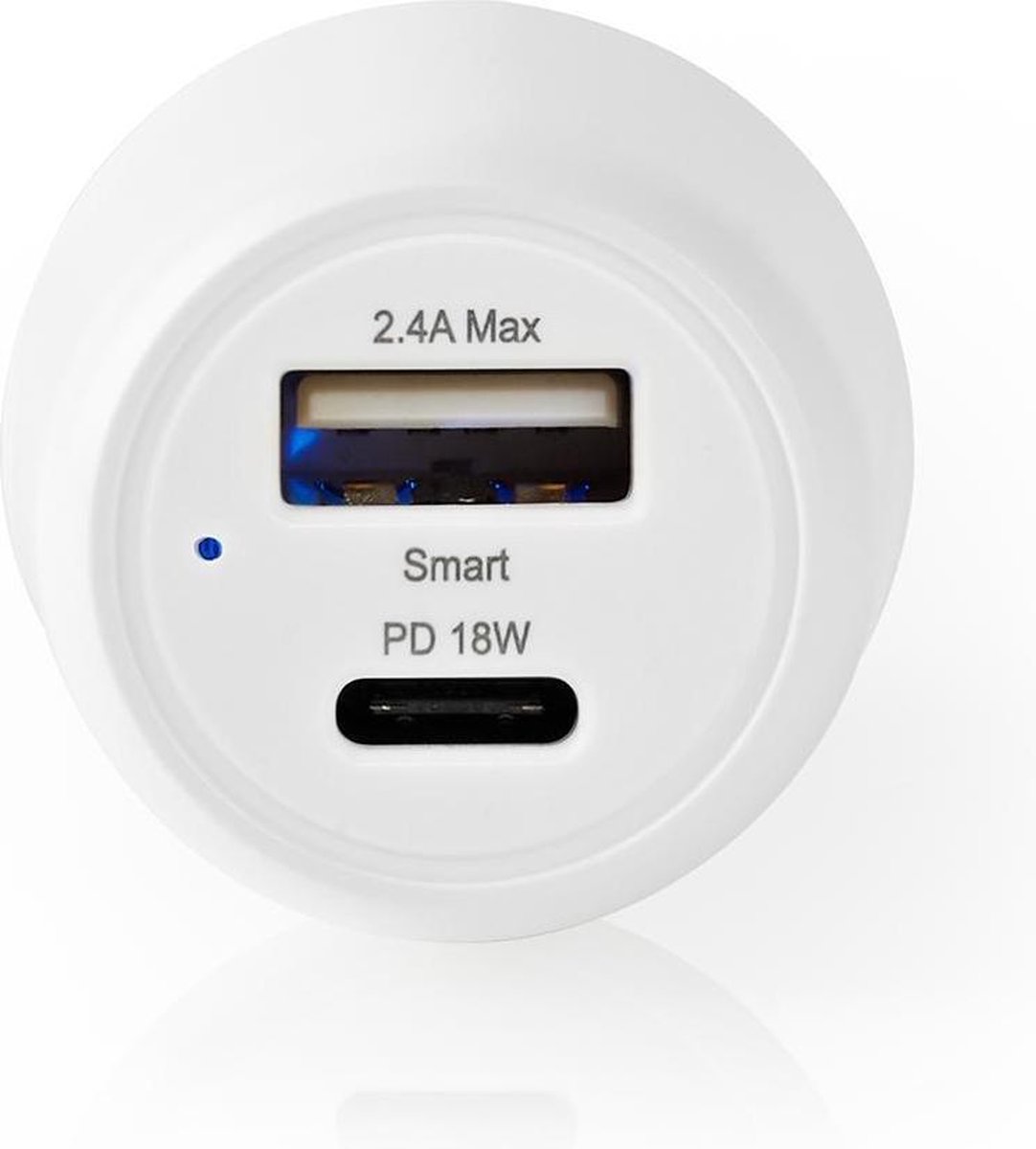 Nedis autolader met 1 USB-C PD en 1 USB-A poort - Smart IC - 30W / wit