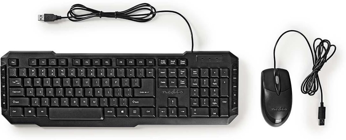 Nedis bedraad multimedia USB toetsenbord met muis set / zwart - 1,5 meter