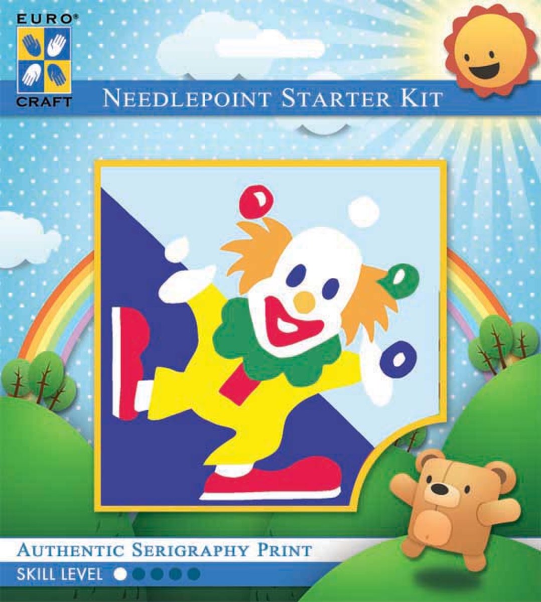 1045K - Eurocraft NEEDLEPOINT KIT 10x10cm Juggling Clown