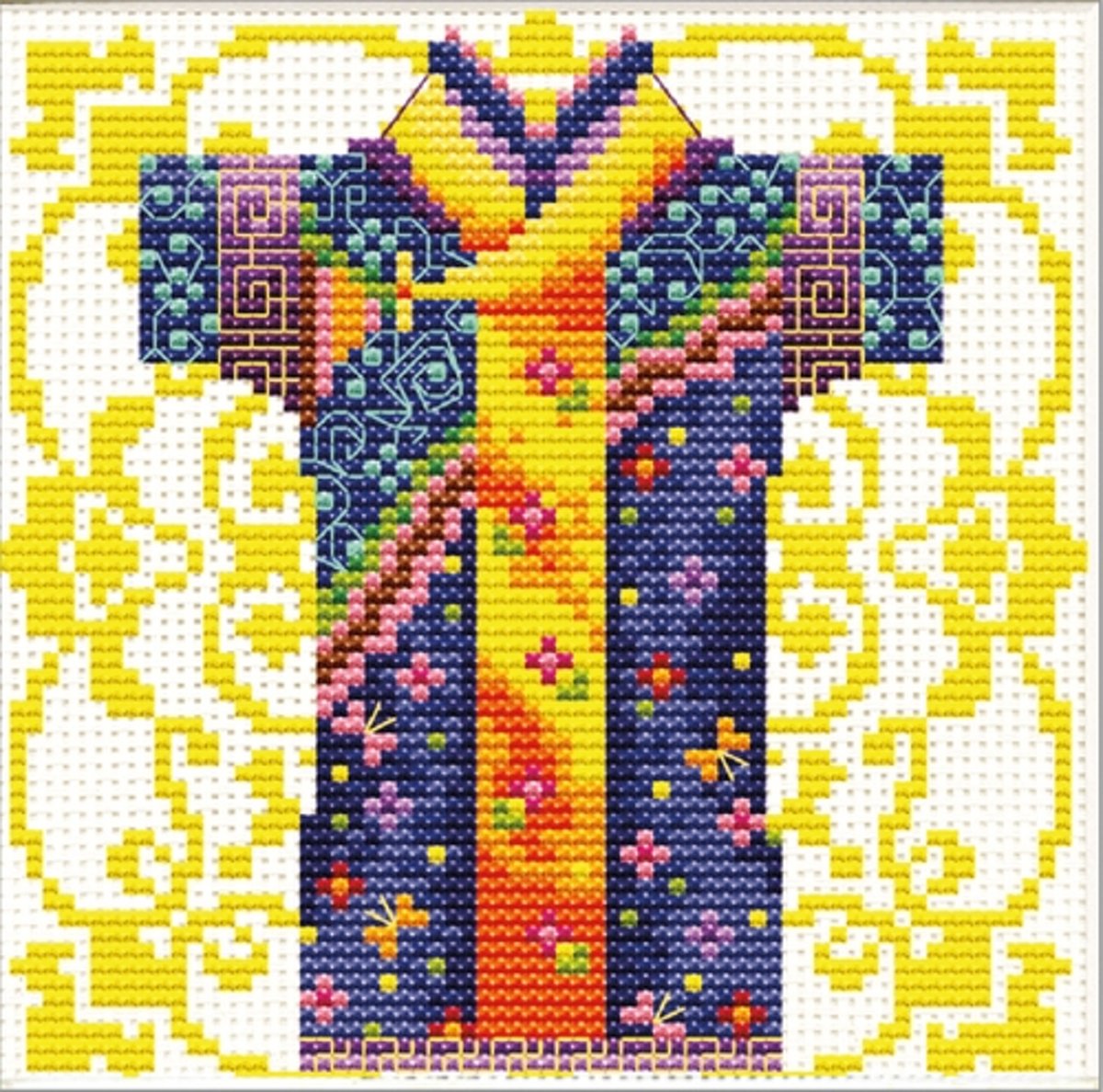 140.025 No-Count Cross Stitch Kits Male Geisha Blue 12x12cm