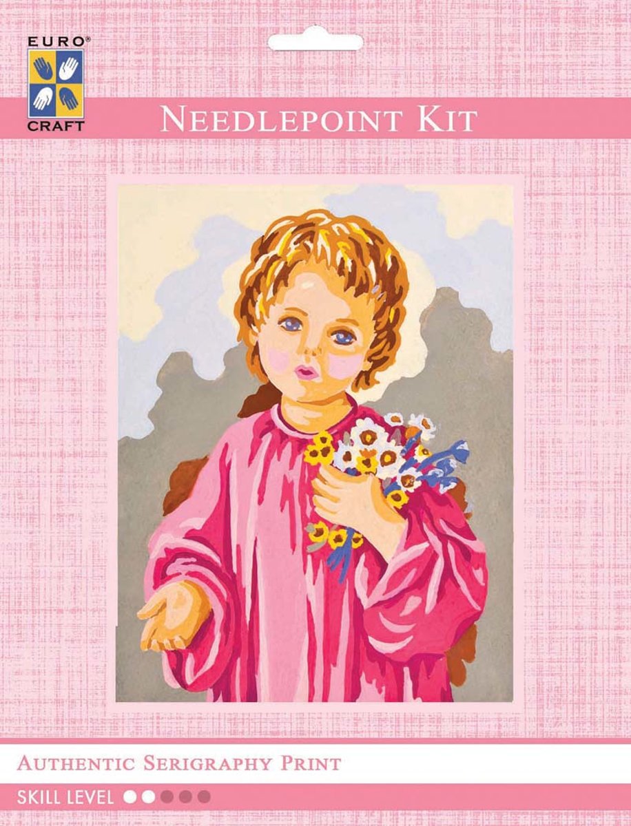 3222K - Eurocraft NEEDLEPOINT KIT 14x18cm Child with Flowers