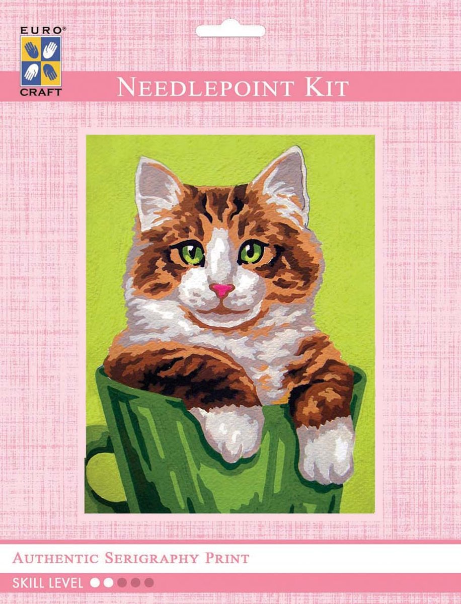 3272K - Eurocraft NEEDLEPOINT KIT 14x18cm Ginger and White Cat