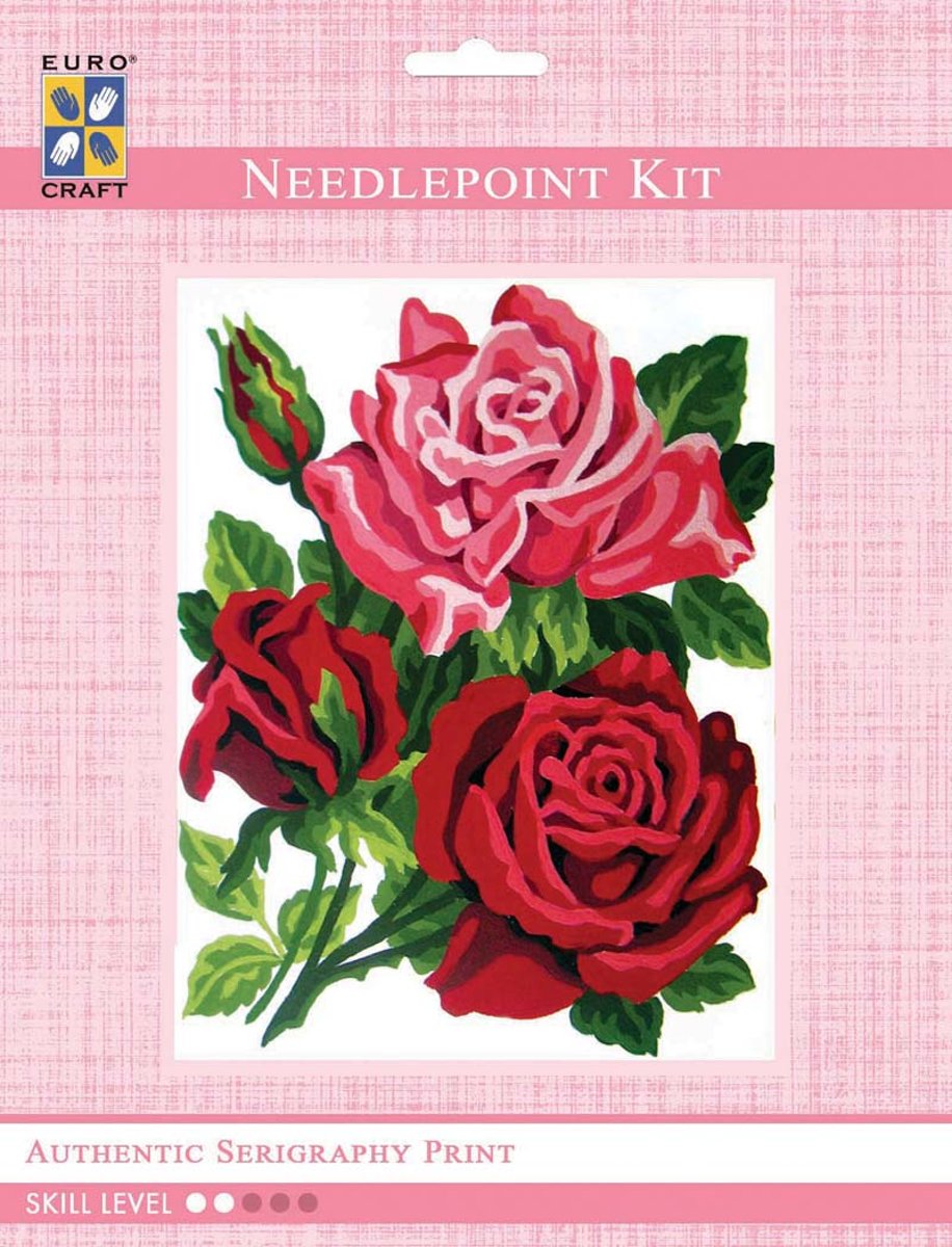 3282K - Eurocraft NEEDLEPOINT KIT 14x18cm Trio of Roses