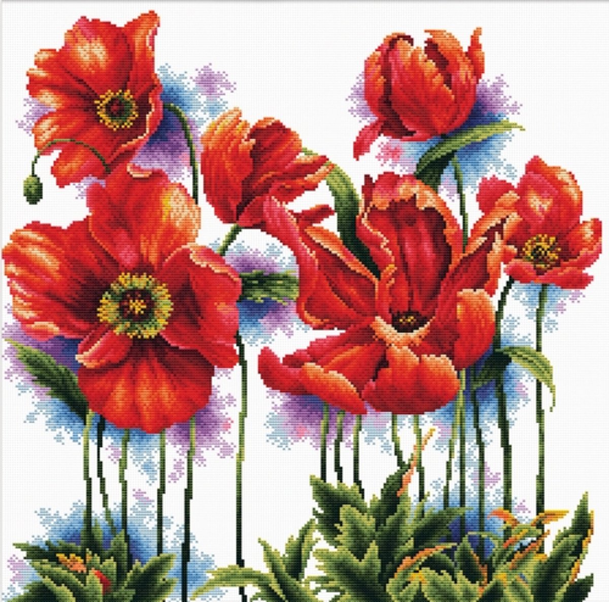 640.069 No-Count Cross Stitch Kits Lovely Poppies 40x40cm