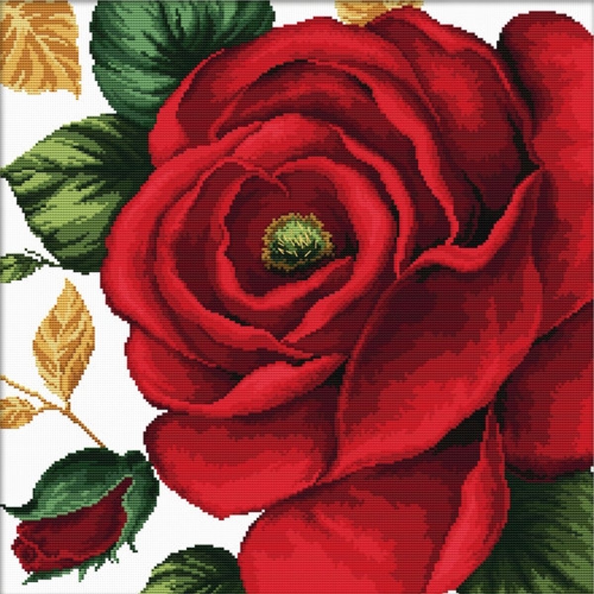 640.084 No-Count Cross Stitch Kits Rose 40x40cm