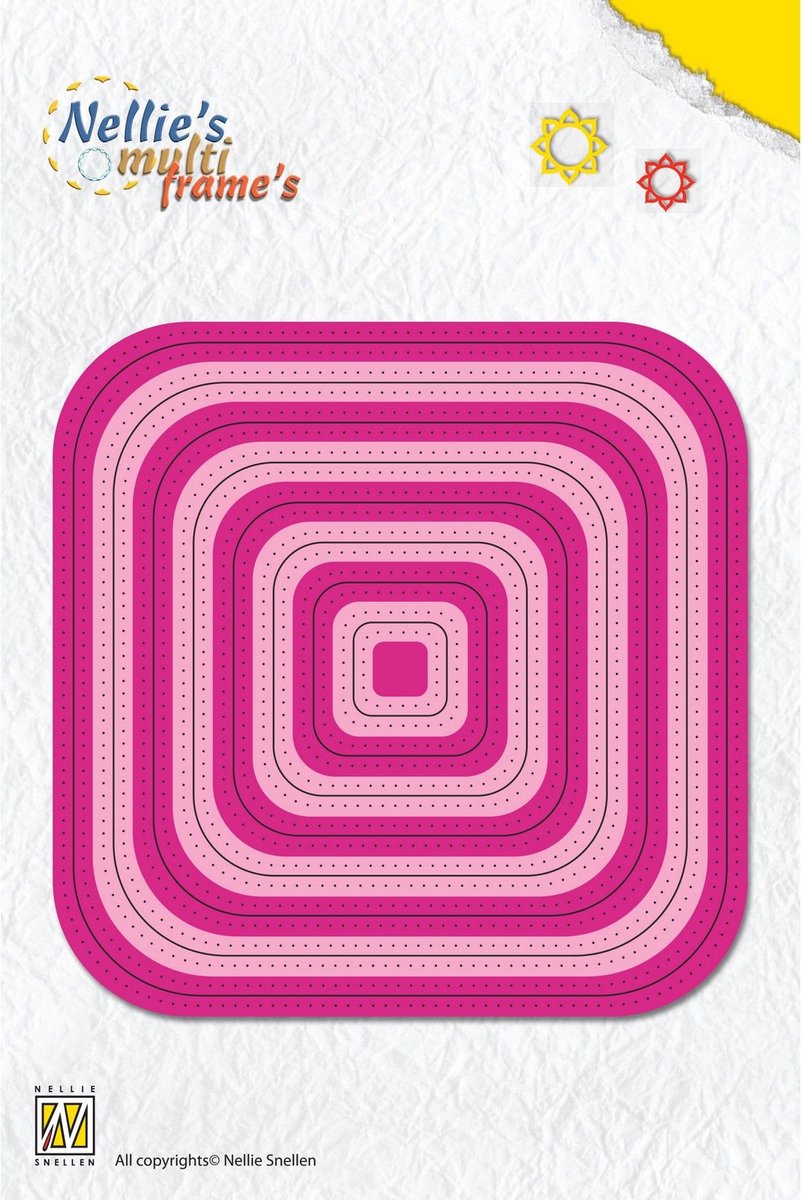 MFD086   snijmal - straight dotted square - 8 vierkanten met puntjes stippen - geperforeerd vierkant