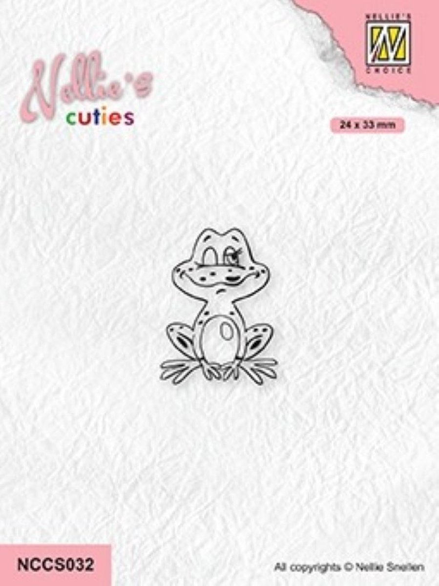 NCCS032 - Nellie Snellen Clear Stamp Frog 2 - stempel kikker zittend - knipoog - beterschap - love - liefde