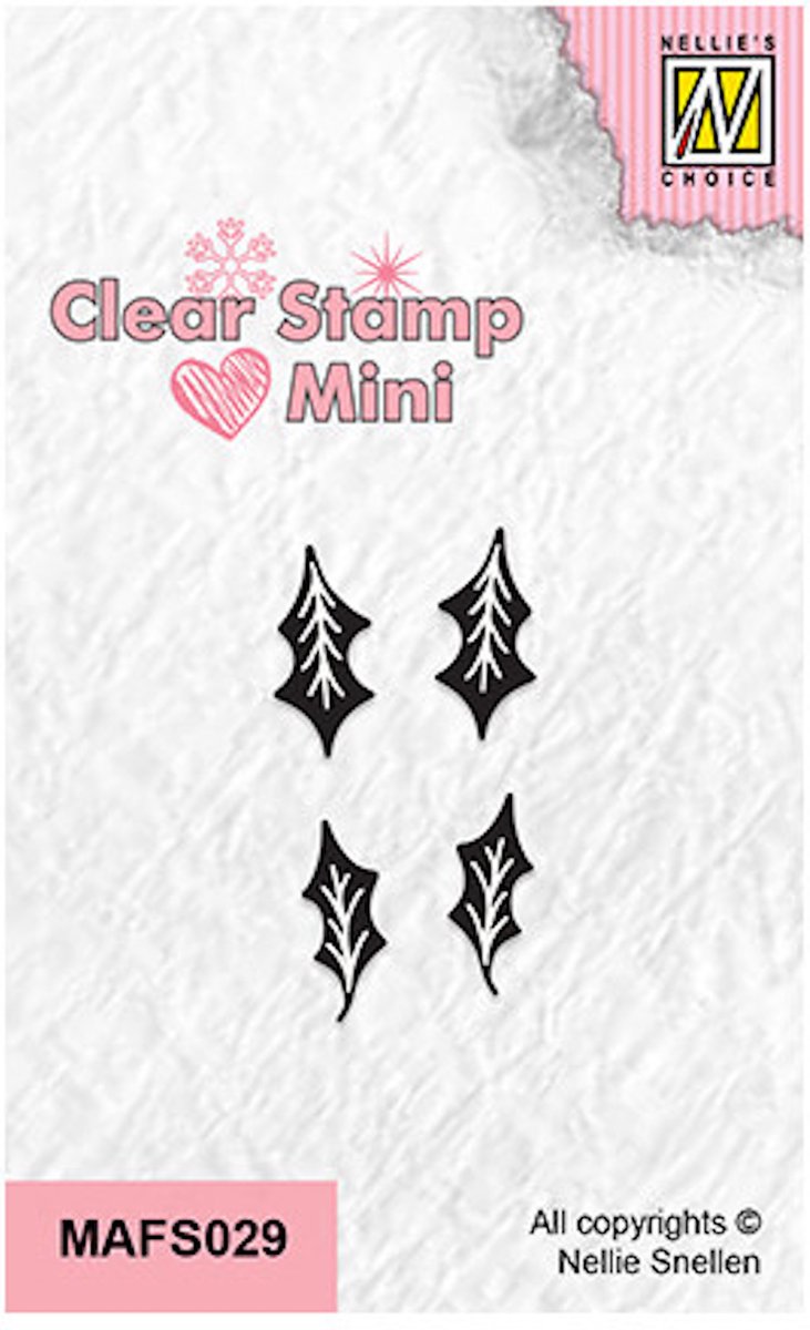 Nellies Choice Clear Stamp mini Hulst bladeren MAFS029 7x15mm (11-22)