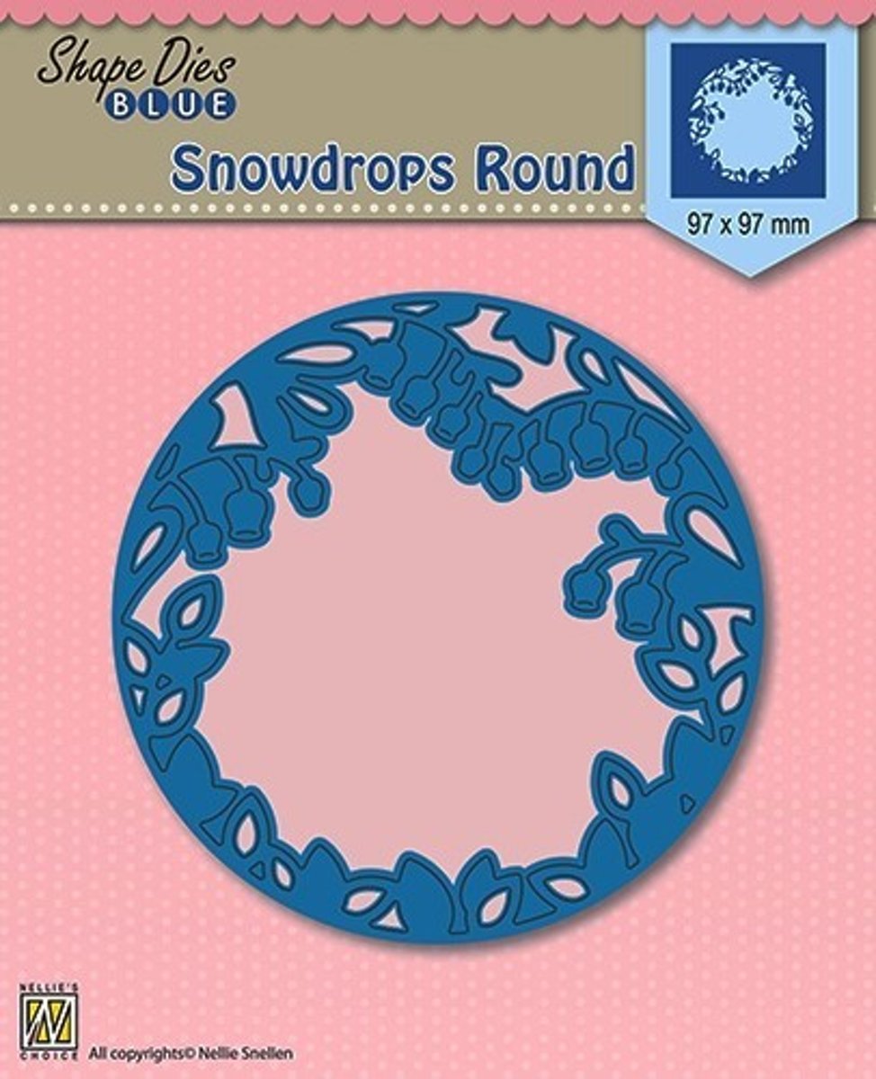 Nellies Choice Shape Mal Blue snowdrops round SDB009 97x97mm