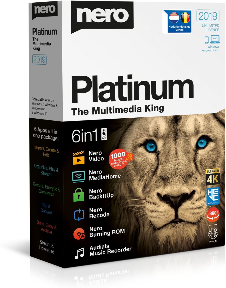 Nero Platinum 2019 - 6in1 Suite - Nederlands / Frans - Windows