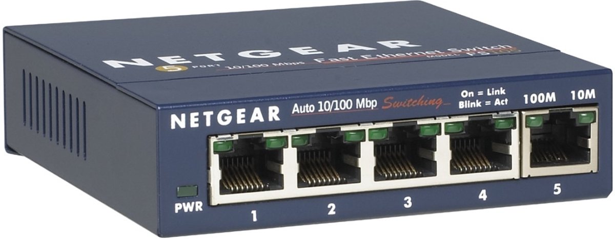 Netgear FS105 Unmanaged L2 Fast Ethernet (10/100) Blauw