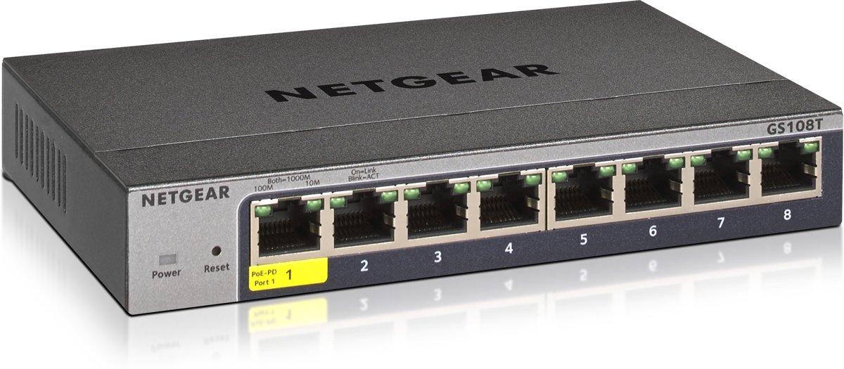 Netgear GS108Tv3 Managed L2 Gigabit Ethernet (10/100/1000) Grijs