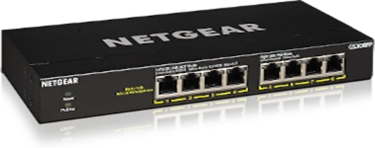 Netgear GS308PP Unmanaged Gigabit Ethernet (10/100/1000) Zwart Power over Ethernet (PoE)