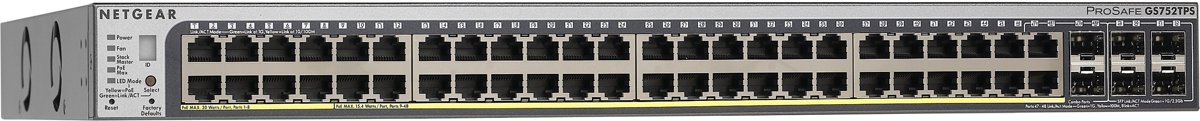 Netgear GS752TPSB-100EUS Beheerde netwerkswitch L3 Power over Ethernet (PoE) 1U Roestvrijstaal netwerk-switch