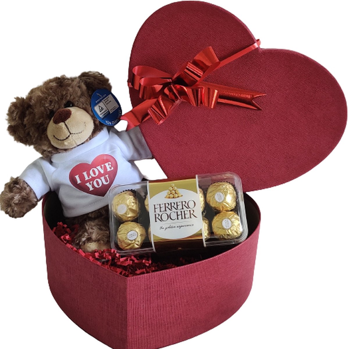 Box - Valentijn - Teddybeer - wit shirt