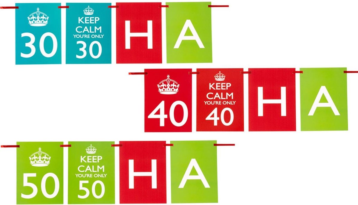 Keep Calm - Youre Only 30,40, 50 verstelbare slinger (set)