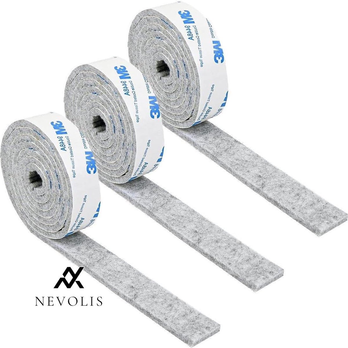   3 Rolls Durable Felt Fabric Self-Adhesive 100 x 2 cm Hobby Floor Protection Grey Chair Legs .