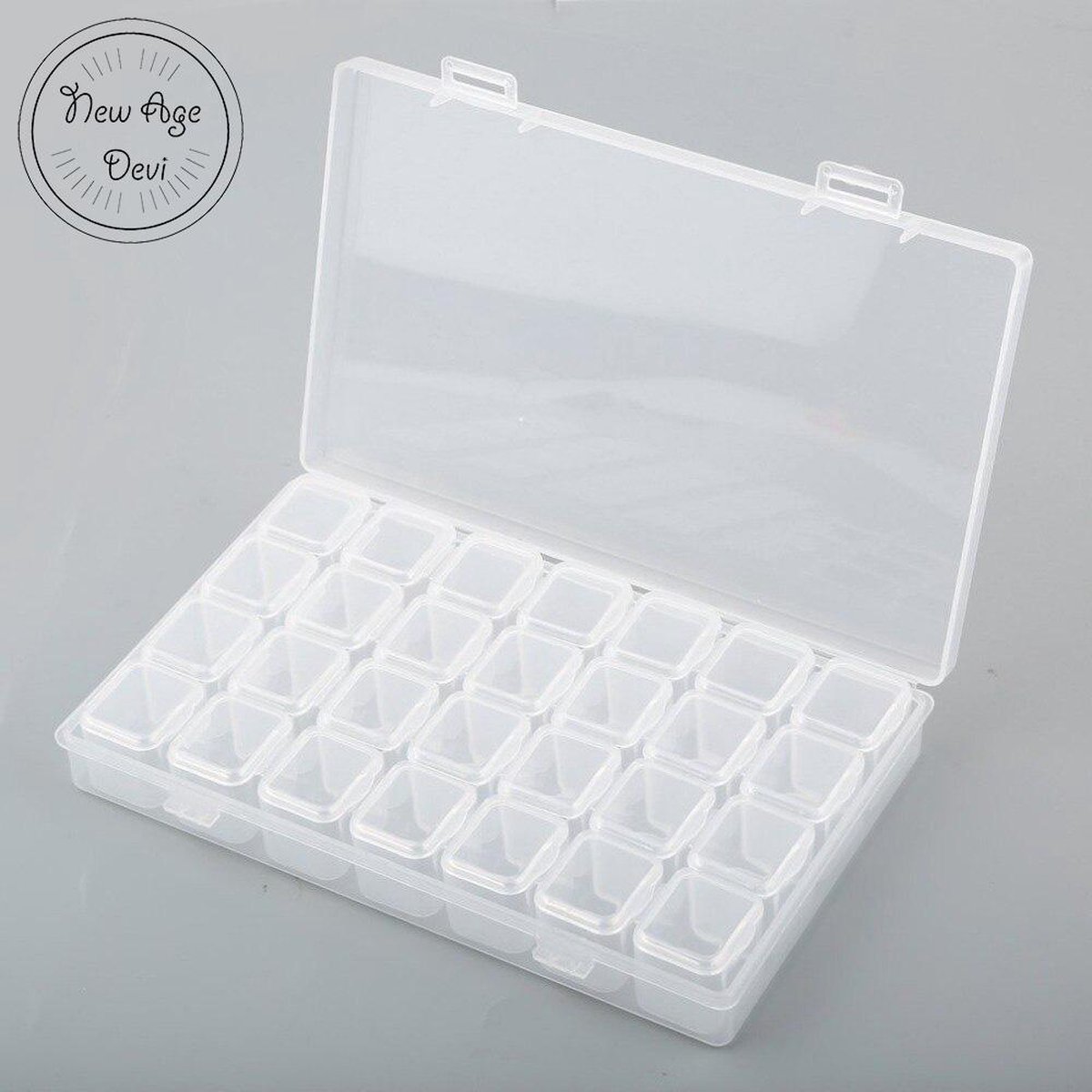 Diamond Painting Sorteerdoos - Diamond Painting box - Wit - Sorteerdoos - Vakjesdoos - 28 Vakjes - Transparant