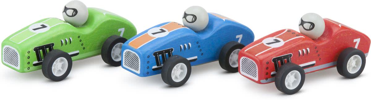 New Classic Toys - 3 Pull Back Race Autos - Groen/Blauw/Rood