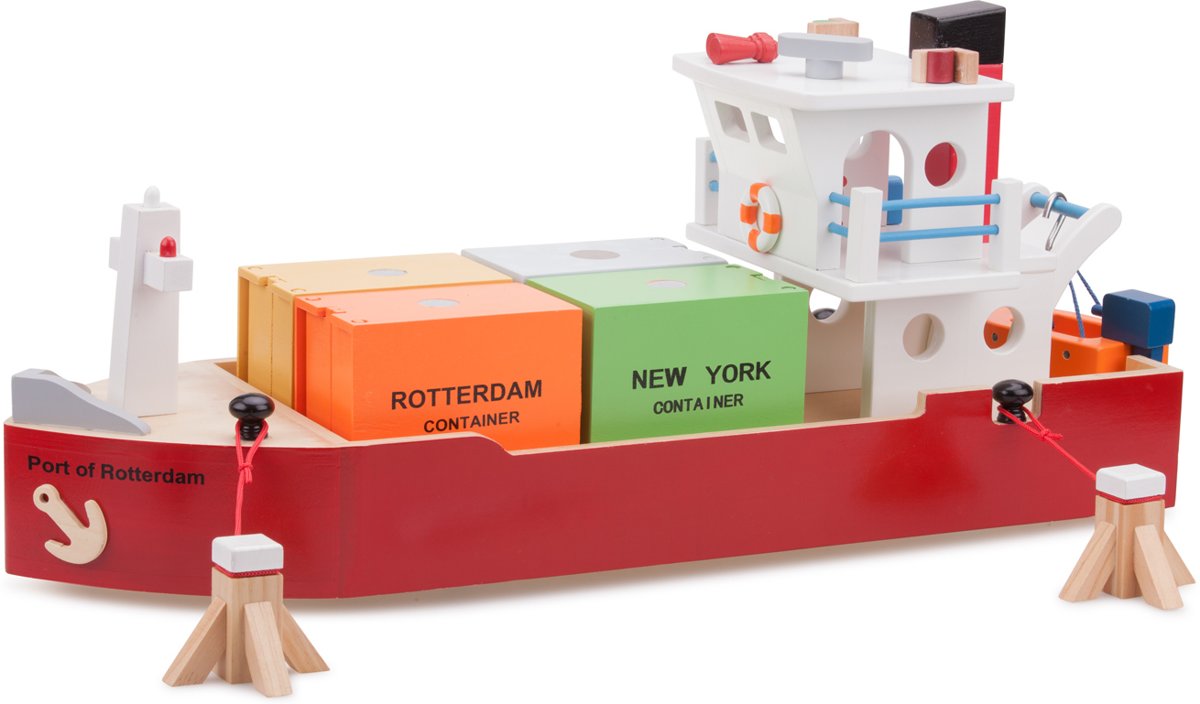 New Classic Toys - Containerboot - Inclusief 4 Containers