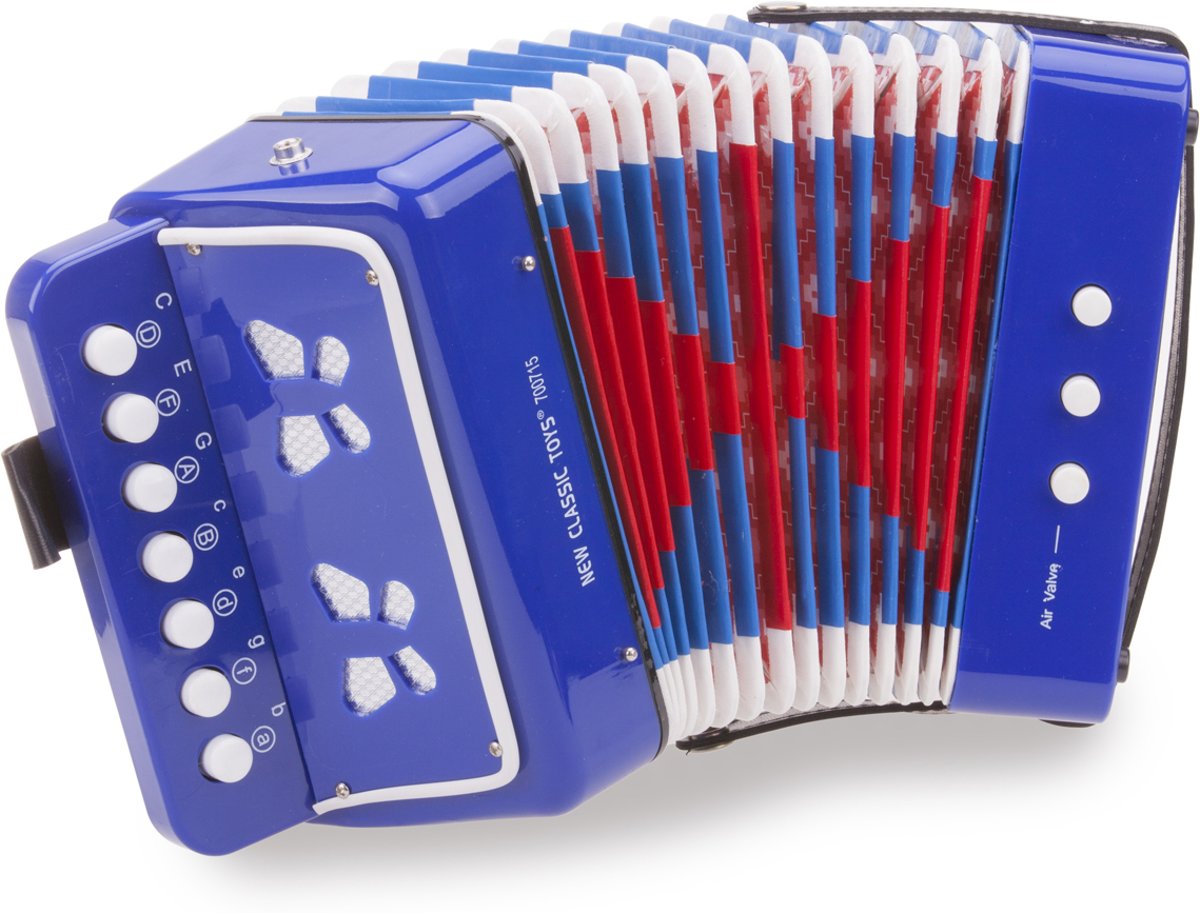 New Classic Toys - Speelgoed Accordeon - Blauw - Inclusief Muziekboekje