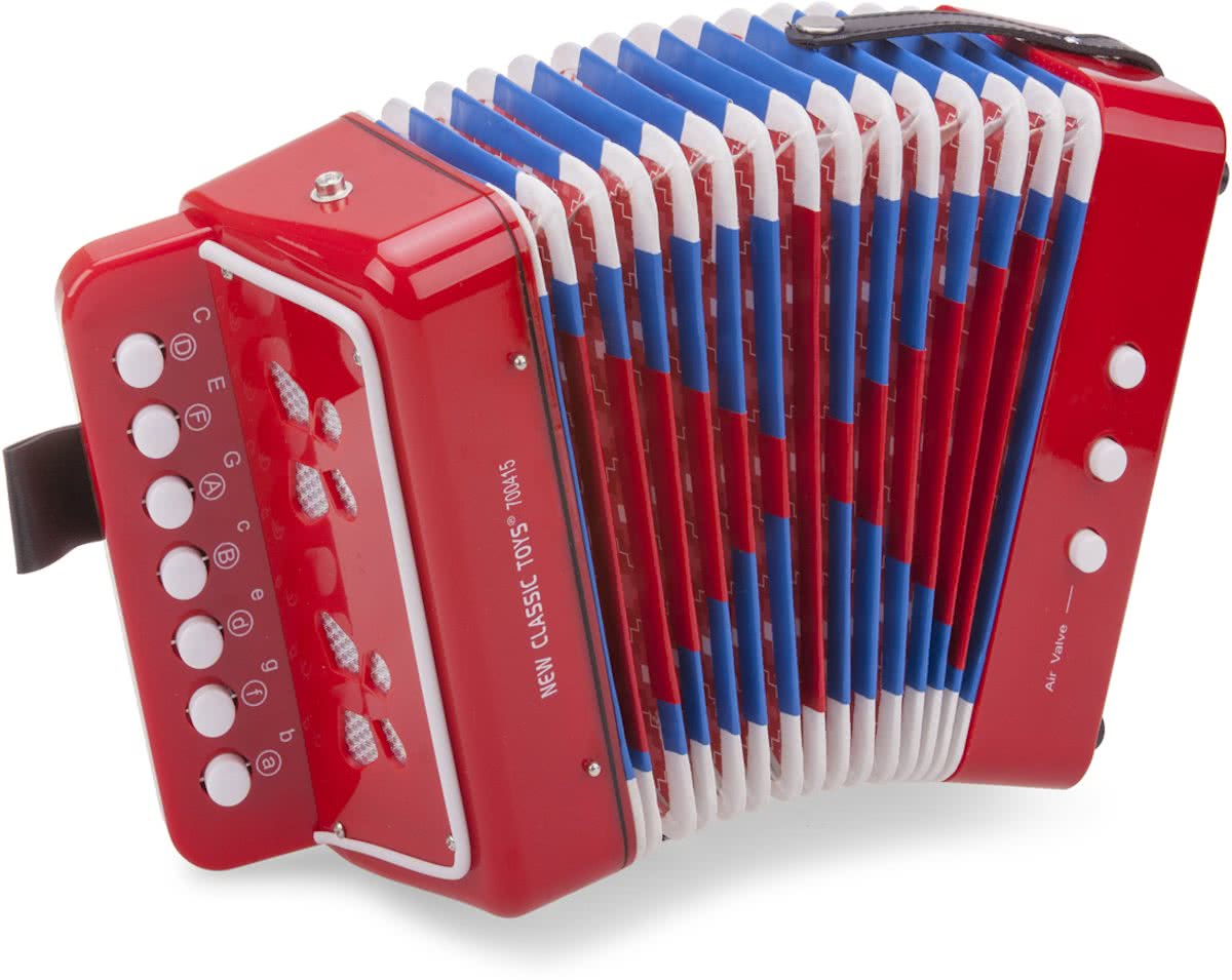 New Classic Toys - Speelgoed Accordeon - Rood - Inclusief Muziekboekje