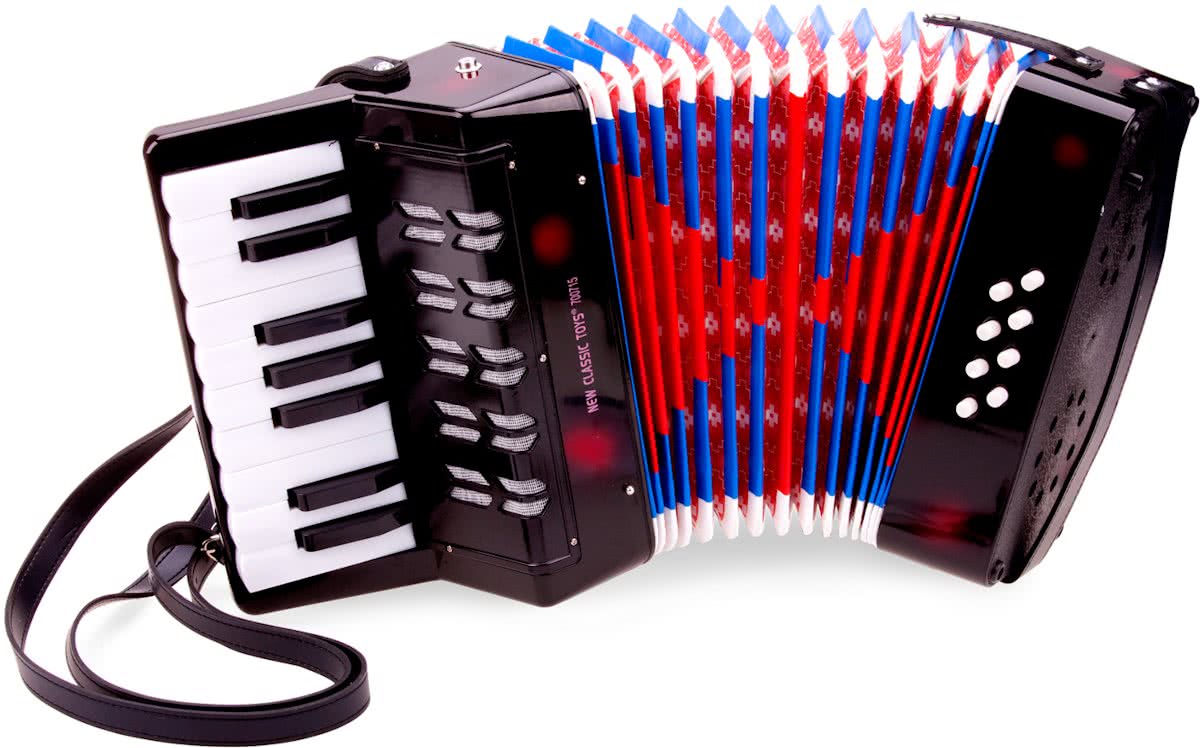 New Classic Toys - Speelgoed Accordeon - Zwart - Inclusief Muziekboekje