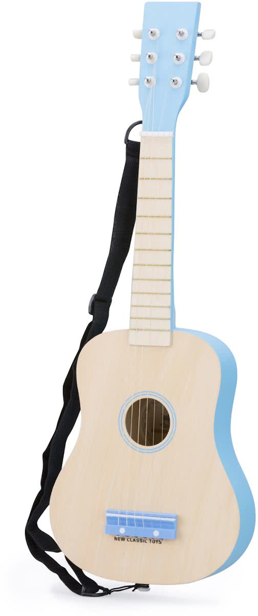 New Classic Toys - Speelgoed Gitaar met Draagriem - Blank/Blauw