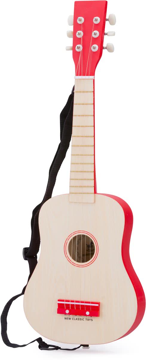 New Classic Toys - Speelgoed Gitaar met Draagriem - Blank/Rood