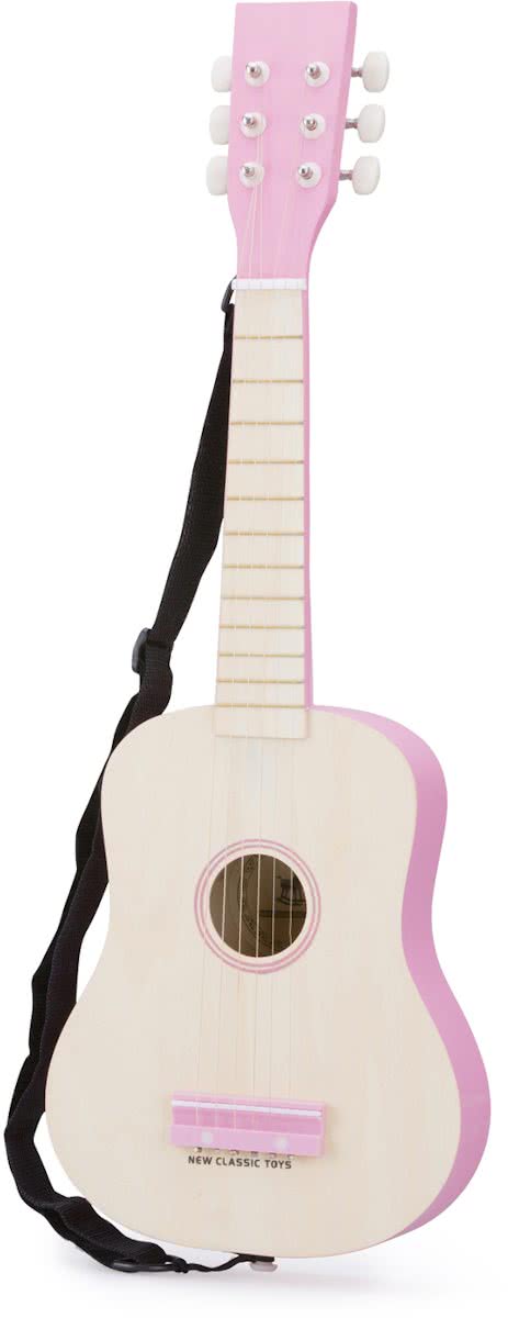 New Classic Toys - Speelgoed Gitaar met Draagriem - Blank/Roze