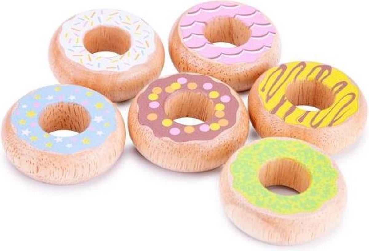 donuts junior 5,5 cm hout 6-delig