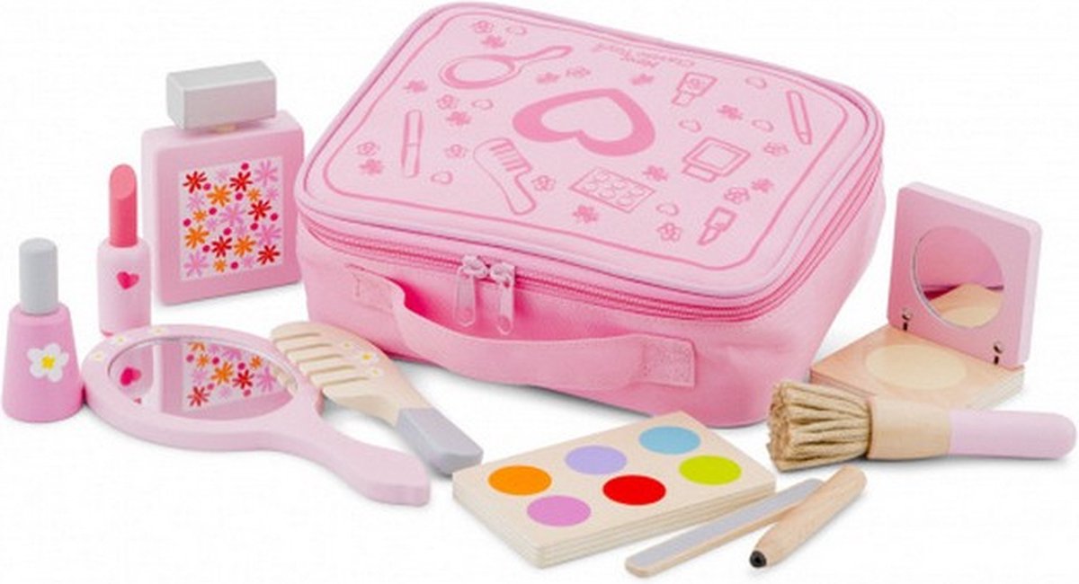 make-up set meisjes hout roze 12-delig