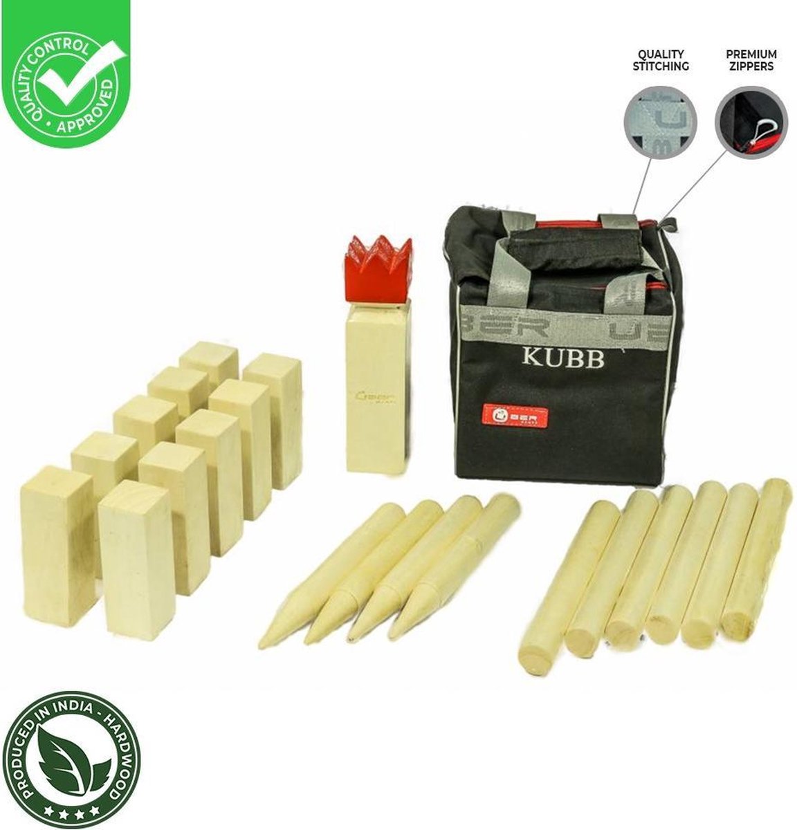 KUBB - Compacte set - volledig compleet in nette Tas  Top Kwaliteit