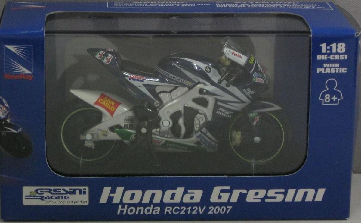 Honda RC212V 2007 Melandri 1:18 NewRay Wit / Blauw 67276