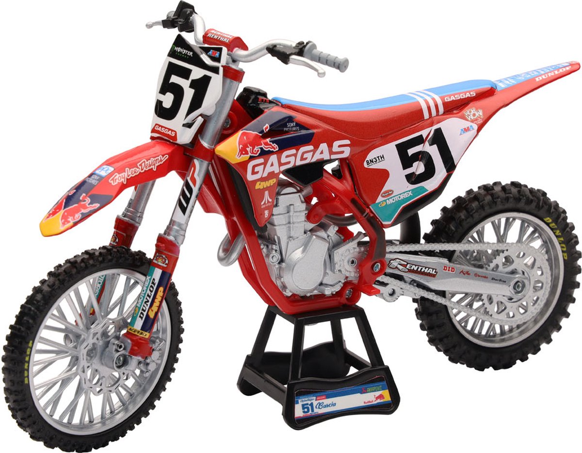 NewRay - Justin Barcia Red Bull GasGas MC450F - Replica Miniatuur Crossmotor - 1/12 Schaalmodel - 58303