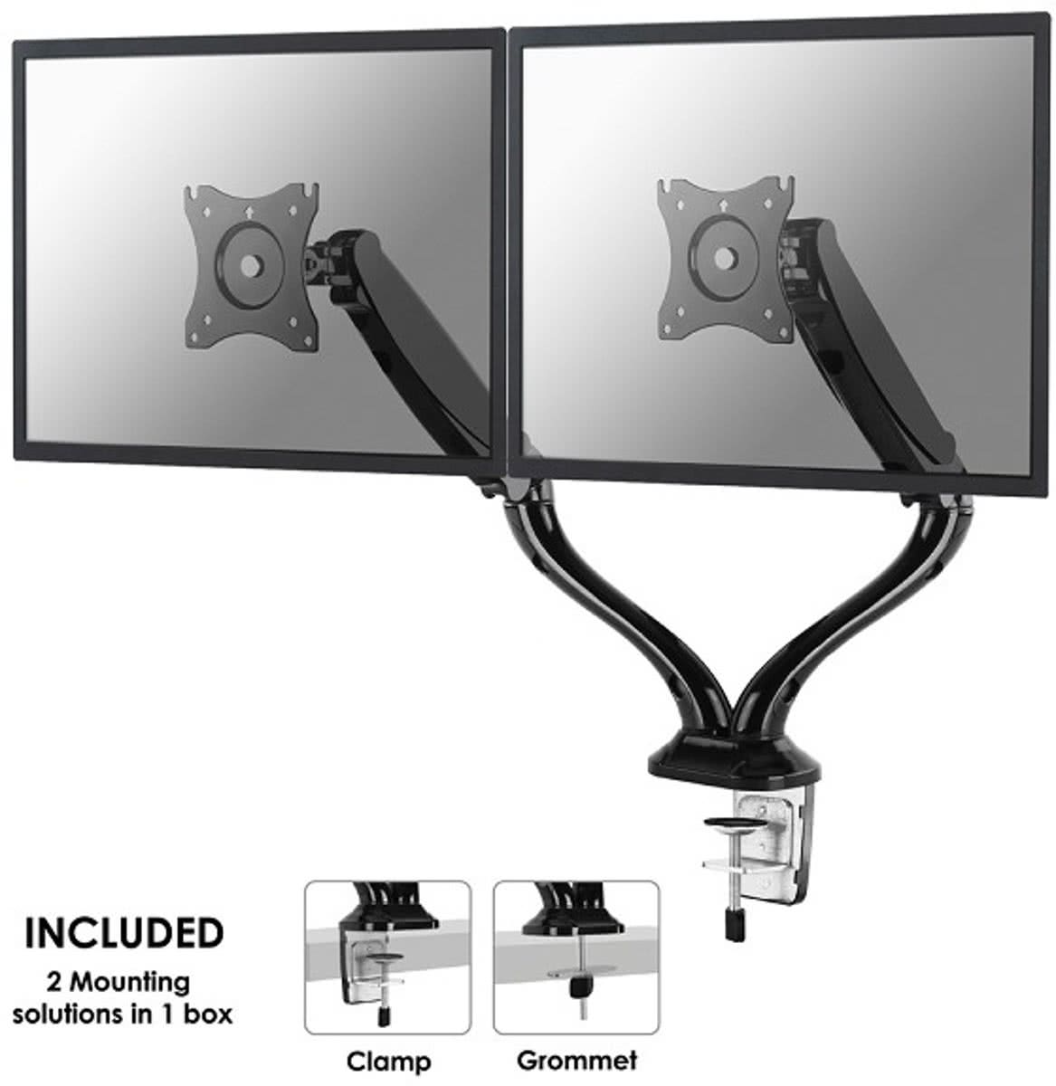 NEWSTAR NM-D500DBLACK - monitorarm met gasveer - geschikt voor 2 monitoren t/m 27