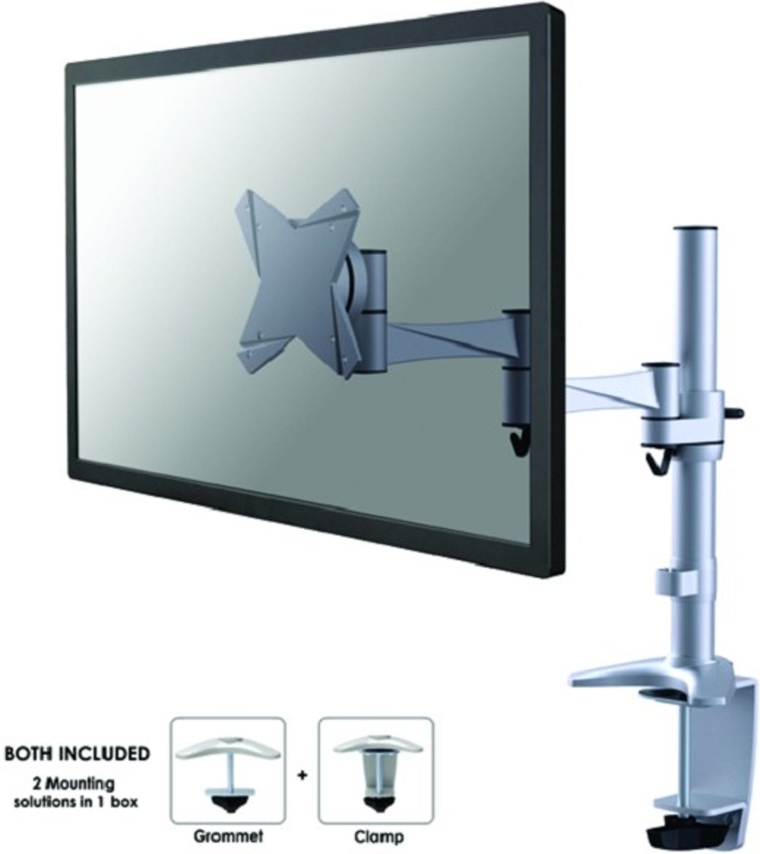 NewStar FPMA-D1330SILVER - draai- en kantelbare monitorarm - geschikt t/m 30 inch - zilver