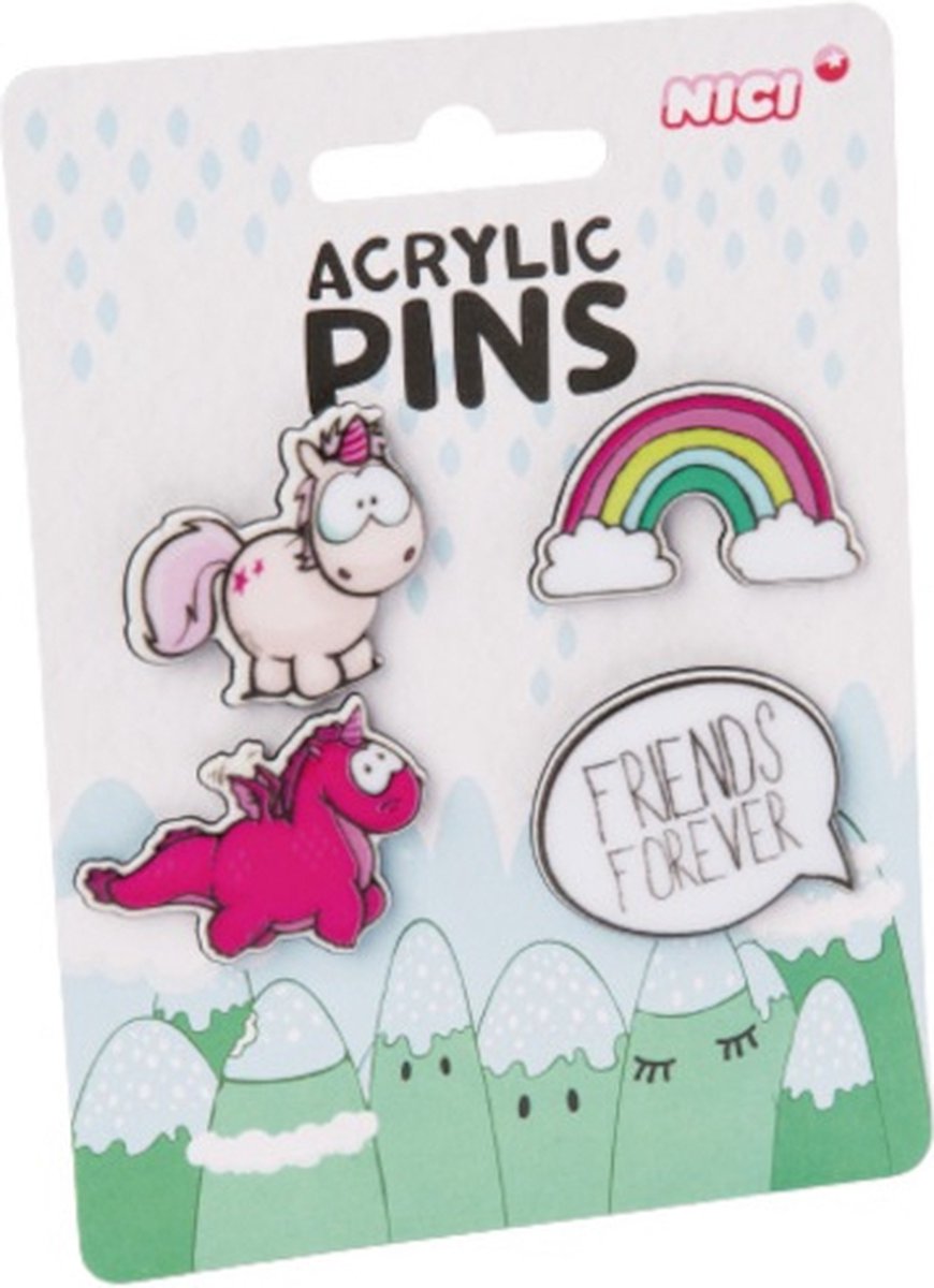 Nici Buttons Theodor & Friends Junior Acryl Roze 4 Stuks