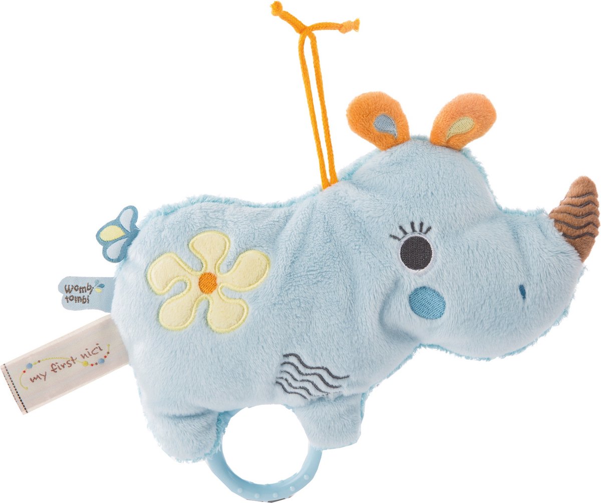 Nici Muziekknuffel Manuffi 2d Neushoorn 20 Cm Pluche Blauw