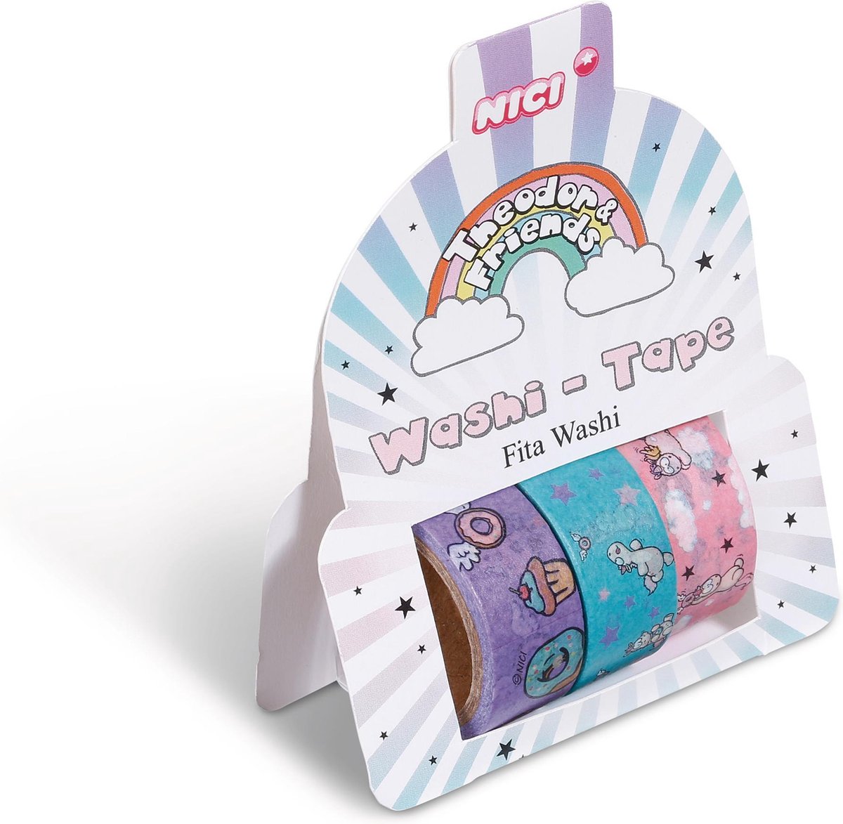 Nici Washi-tape Theodor & Friends 4 Cm Papier 3 Stuks