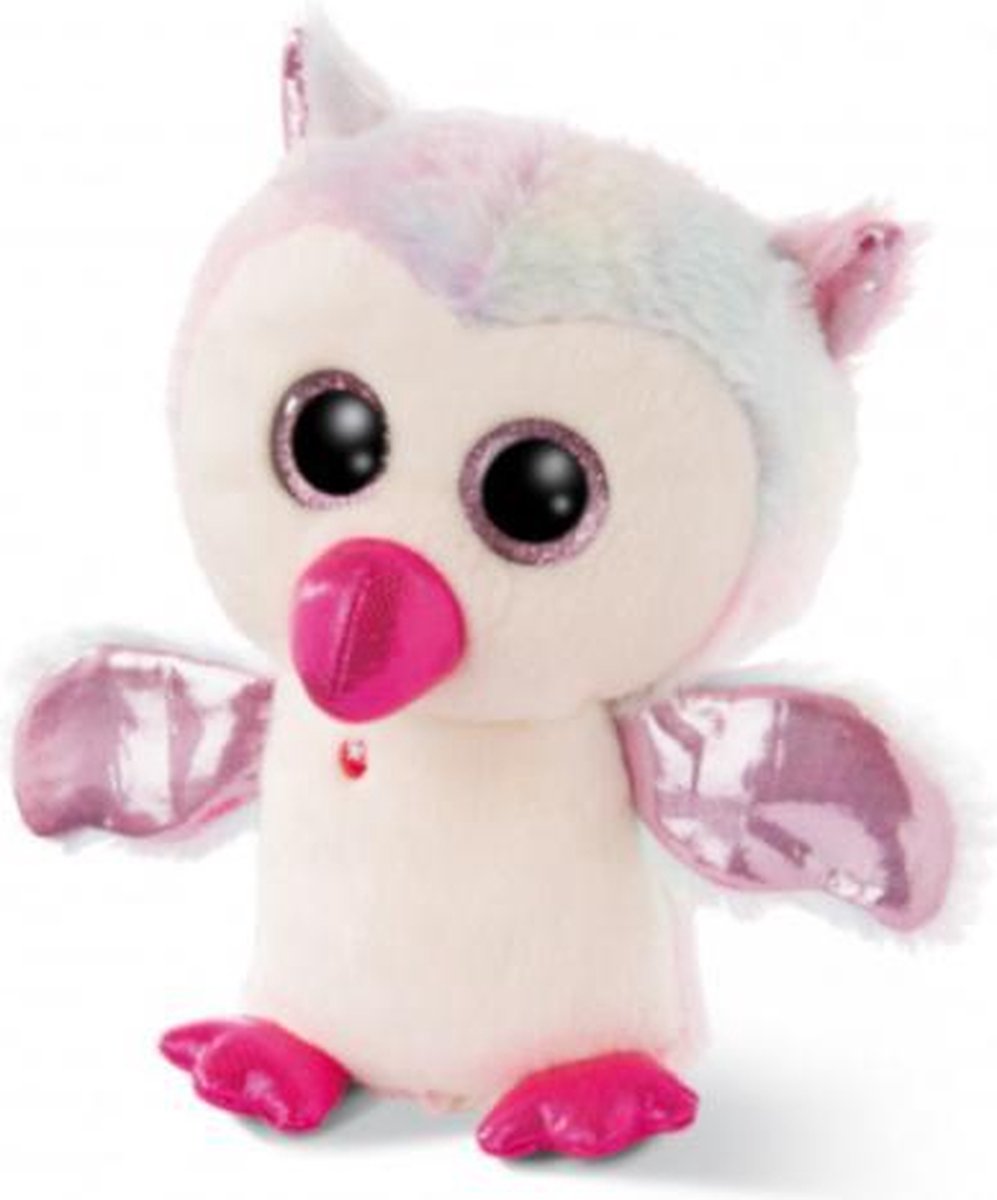 knuffel Glubschis uil junior 25 cm pluche wit/roze