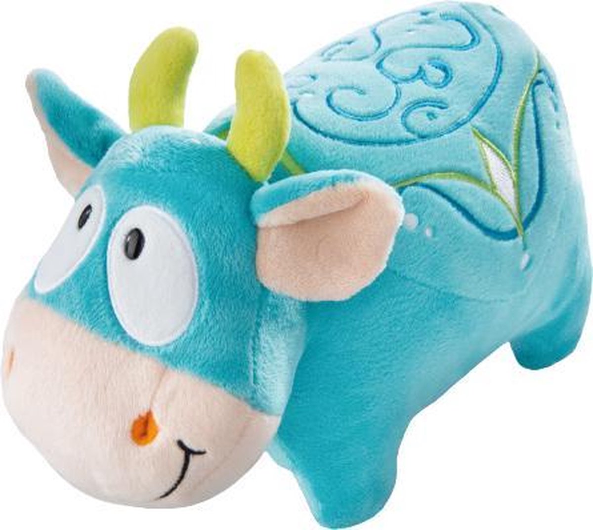 knuffel Koe junior 15 x 9 x 10 cm pluche/polyester blauw