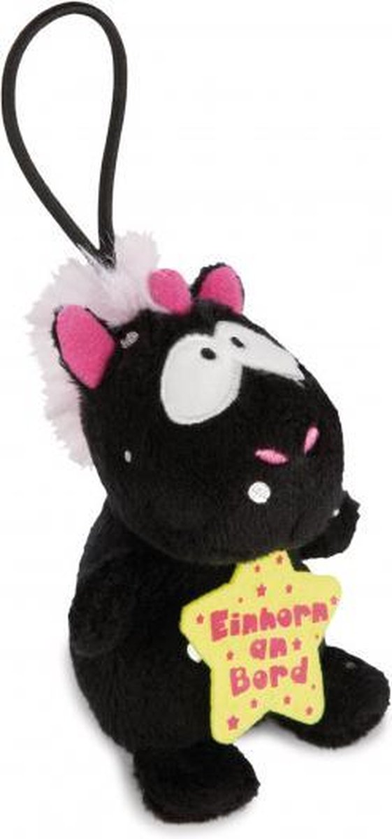 knuffel Unicorn Carbon junior pluche 8 cm zwart/geel