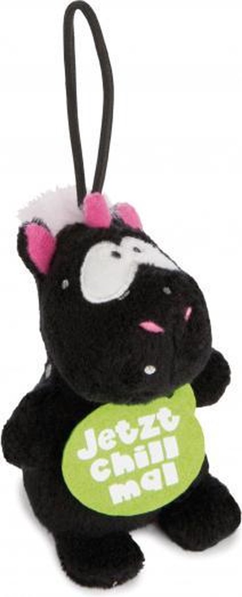 knuffel Unicorn Carbon junior pluche 8 cm zwart/groen