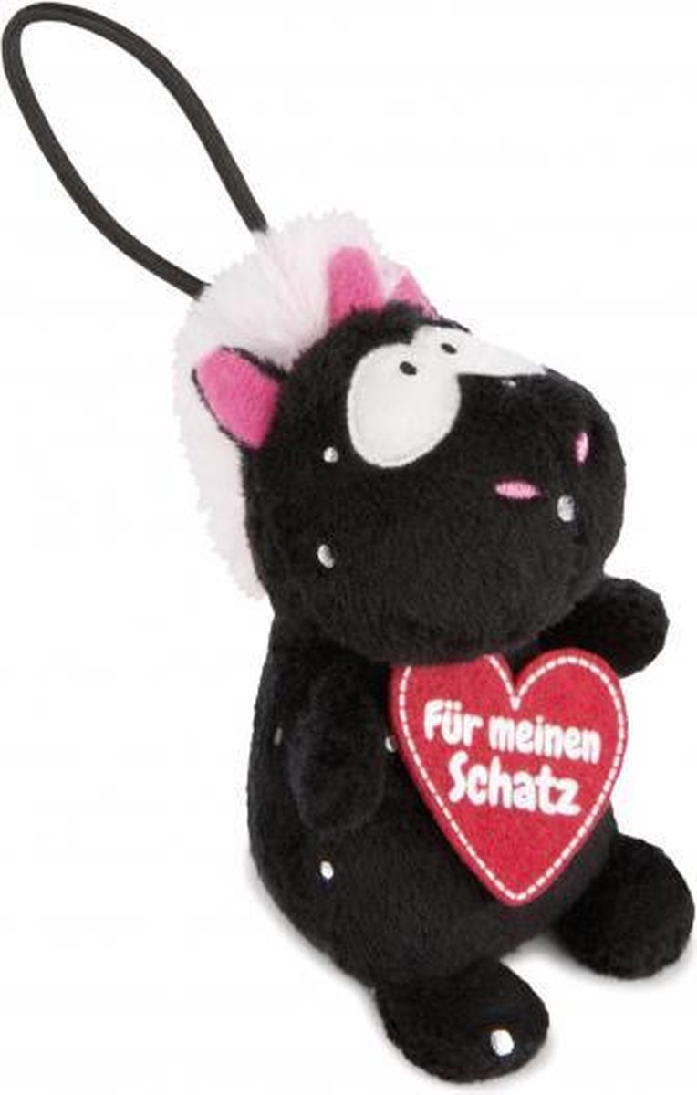 knuffel Unicorn Carbon junior pluche 8 cm zwart/rood