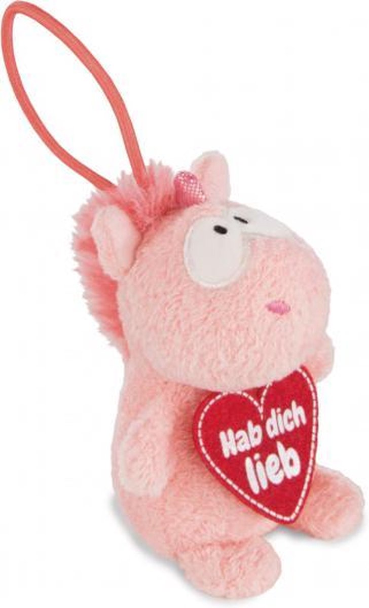 knuffel Unicorn Merry junior pluche 8 cm roze/rood